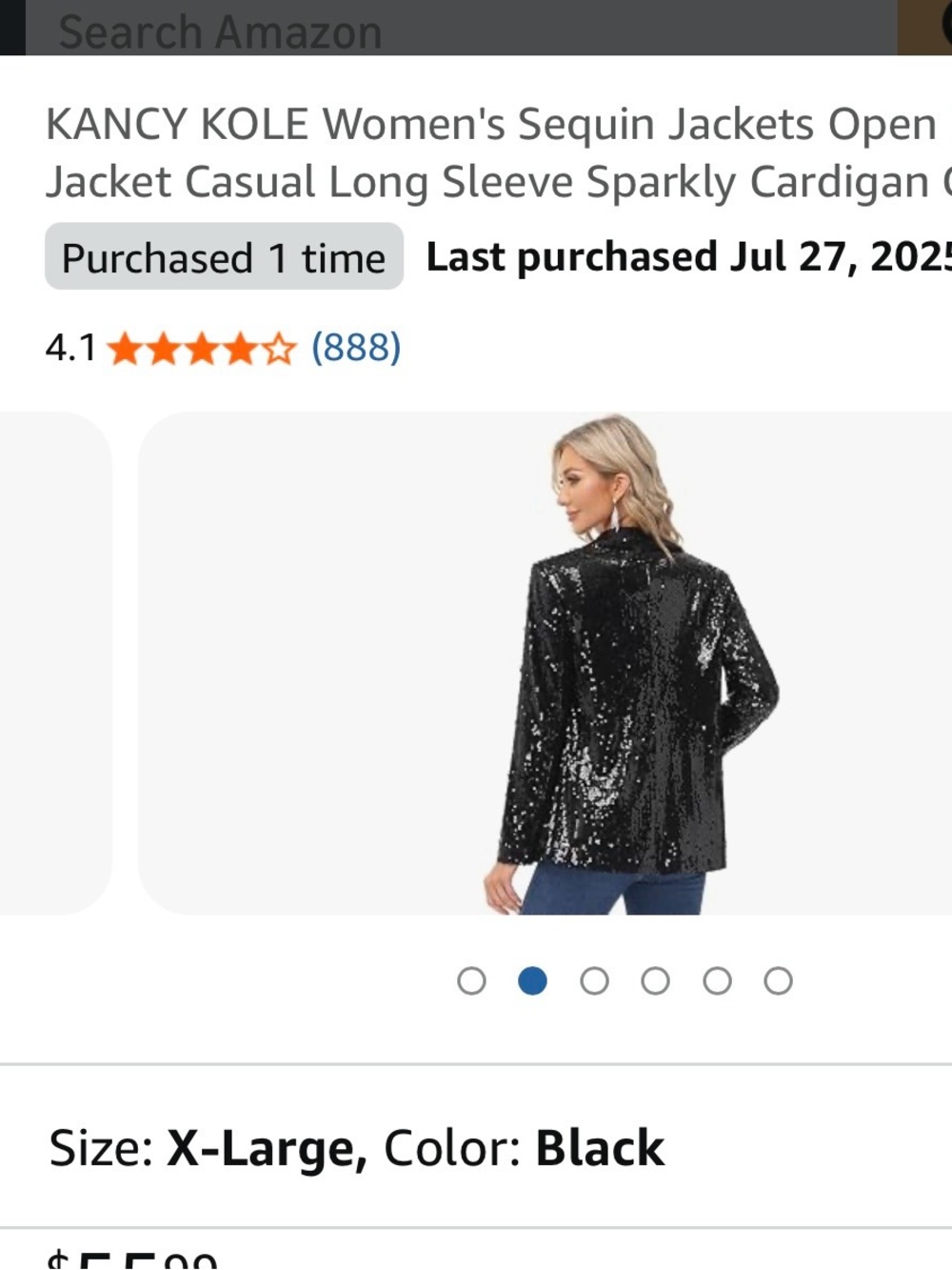 Women's Black Sequin Open Jacket.. brand new
